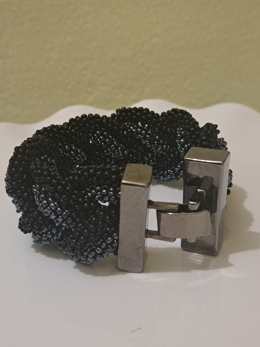 Beaded Rope Bracelet with Silver-Tone Clasp